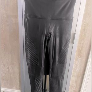 Spanx ribbed Moto black leggings